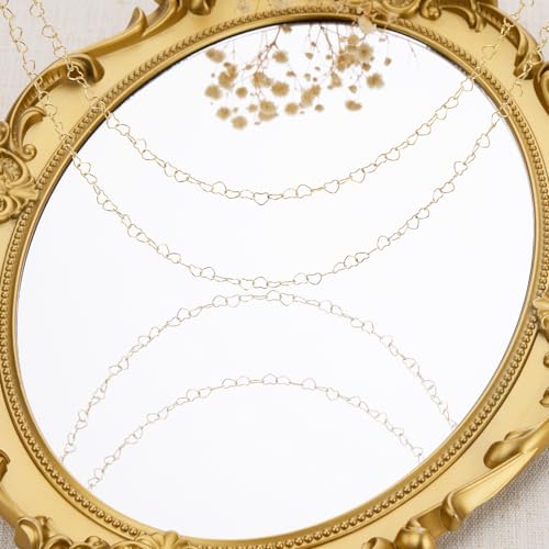 GTVOODX 16.4 Feet Stainless Steel Gold Heart Chains for Jewelry Making | 18K Gold Plated Soldered Jewelry Chain Roll Spool for DIY Jewelry Bracelet Necklace Making with Lobster Clasps Jump Rings - color: Gold Heart