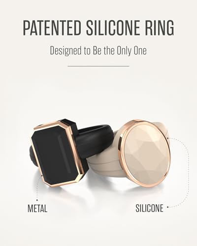 Rinfit Emerald Silicone Ring with Stainless Steel Frame - color: Pack L - Black and Nude / Metal Rose Gold