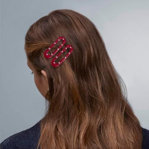 20 PCS Small Rectangle Hair Barrettes For Women Non Slips Snap Clips For Thin Fine Hair,Bright Red,1.97 x 0.55Inch - color: Bright Red