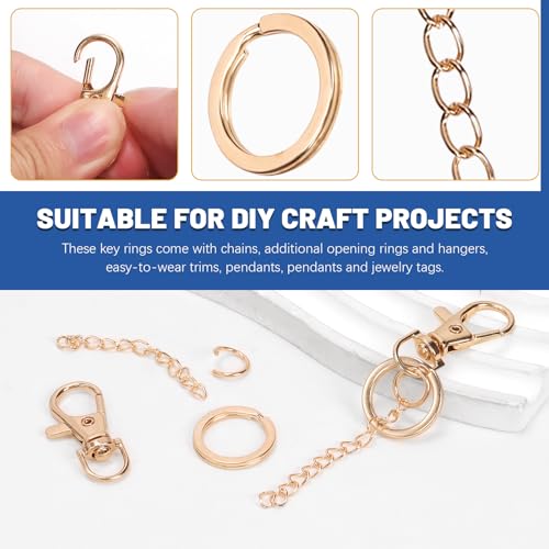Glarks 125pcs Golden Keychain Making Kit, Keychain Craft Supplies Including Key Chain Clips with Chains, Lobster Claw Clasps, Key Rings and Jump Rings for Jewelry Craft Making - color: Golden