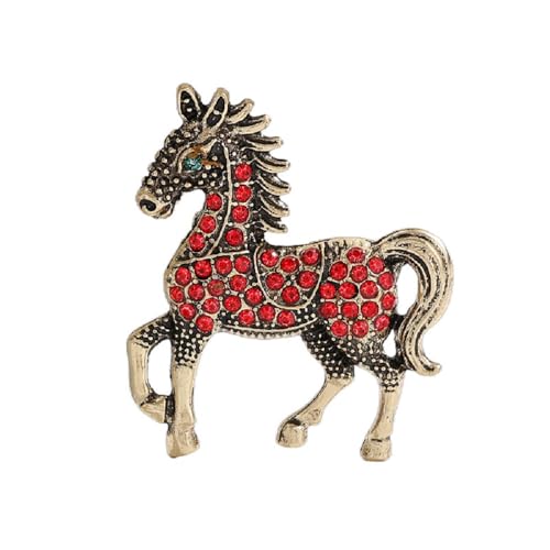 Vintage Rhinestone Horse Brooch Cute Horse Enamel Brooch Pin Colorful Animal Lapel Pins for Pony Animal Lover New Year Decors - color: Red B
