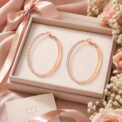 Big Chunky Gold Hoop Earrings for Women Beaded Large Statement Earrings Lightweight Fashion Jewelry Daily Wear Party Gift - color: D3:rose gold hoop 8cm