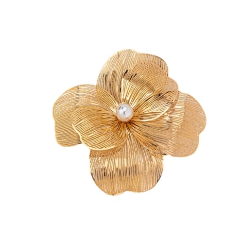 Kokoma Hollow Flower Brooch Pin for Woman Pearl Multi-Layer Petals Lapel Pin Shawl Clip Safety Pin Badge for Cloth Dress Accessories Jewelry