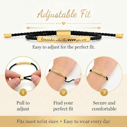 Frodete Dont Let The Hard Days Win Bracelet Inspirational Gifts for Women Adjustable Braided Tube Bracelet Gifts for Friends - color: A2:black gold