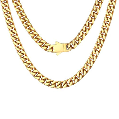 PROSTEEL Chunky Cuban Link Curb Chain Necklace for Women Men, Stainless Steel Choker Thick Trendy Statement Hip Hop Miami Cuban Chain Jewelry Gifts Unisex Size,5/12/14mm Widths,18"/20" - color: 5mm-Gold, size: 20inches