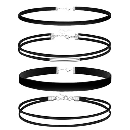 Black Choker Necklace Set Velvet Lace Choker Daisy Gothic Punk Classic Choker - color: 4PCS A