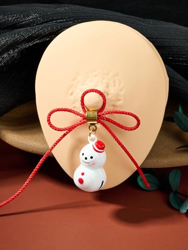 DJCIW 2Pcs Non-Piercing Nipple Jewelry, Adjustable Christmas Fake Nipple Rings with Bow Drawstring, Featuring Bell, Snowman, and Heart Pendant Charms, Adjustable and Comfortable for Women Men - color: style 1