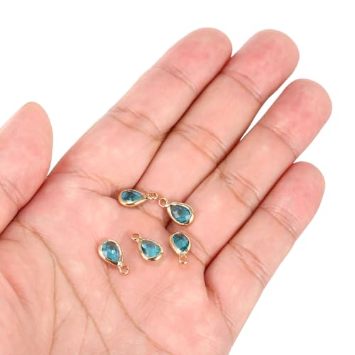 PATIKIL Birthstone Charm Beads Drop Pendant, Handmade Birthstone for Personalized Earrings Bracelet Necklace - color: Light Blue, size: 0.47" x 0.24"