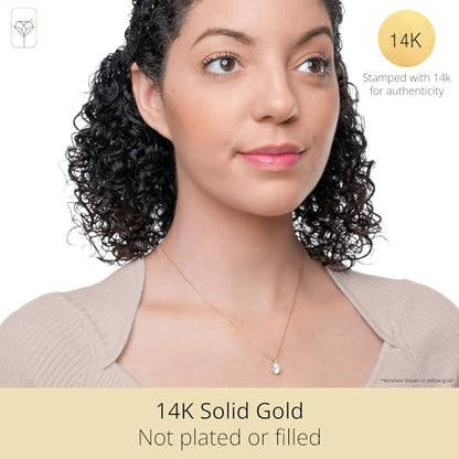 MAX + STONE 14k Gold 8mm Round Solitaire Cubic Zirconia Pendant Necklace for Women with 18 Inch Box Chain - size: 8 MM