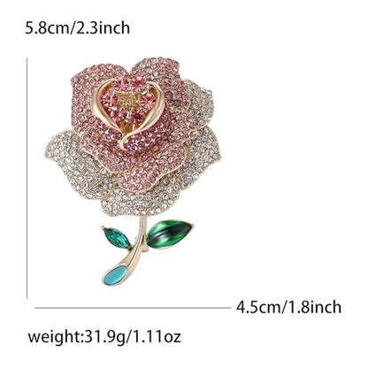 SYWDUDUCLT Fashion Elegant Brooches for Women Brooch, Suitable For Party And Daily Wear On Many Occasions - style: Rose-Rhinestone