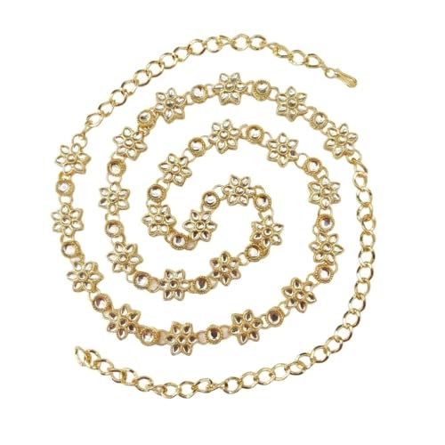 I Jewels Gold Plated Indian Wedding Bollywood Floral Link Design Adjustable Kamarband/Belly Chain/Kandora/Waist Belt for Women (B080W)