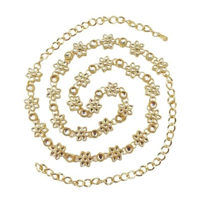 I Jewels Gold Plated Indian Wedding Bollywood Floral Link Design Adjustable Kamarband/Belly Chain/Kandora/Waist Belt for Women (B080W)