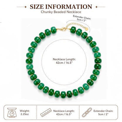 Chunky Colorful Beaded Necklace for Women Boho Summer Statement Resin Choker Necklaces Beach Jewelry Accessories - color: Green