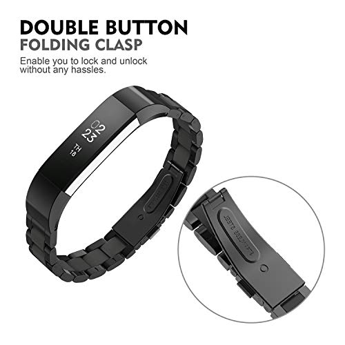 Compatible with Alta Bands Metal, Special Edition Replacement for Alta HR Stainless Steel Bands Adjustable Accessory Wristband Small Large for Alta Bracelet Women Men - color: A6-Black-Black