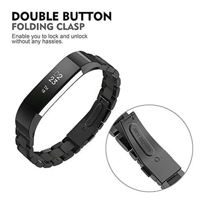 Compatible with Alta Bands Metal, Special Edition Replacement for Alta HR Stainless Steel Bands Adjustable Accessory Wristband Small Large for Alta Bracelet Women Men - color: A6-Black-Black