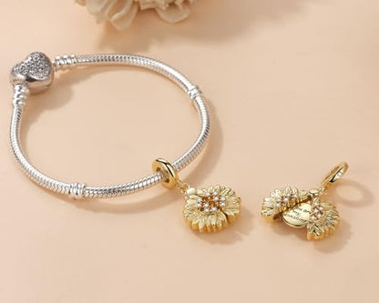 Sunflower Charm Fit for Pandora Charms Bracelet and Necklace You Are My Sunshine Charm Gifts for Women - style: You Are My Sunshine Sunflower