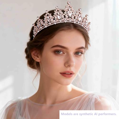 Kamirola - Queen Crown and Tiaras Princess Crown for Women Crystal Headbands for Bridal, Princess for Wedding and Party - color: Gold White