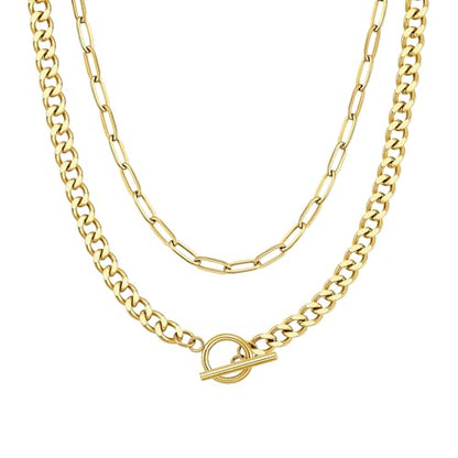Layered Bow Necklace for Women, 18K Gold Plated Dainty Necklaces Set Stackable Pendant Trendy Cute Choker Jewelry Gift for Her