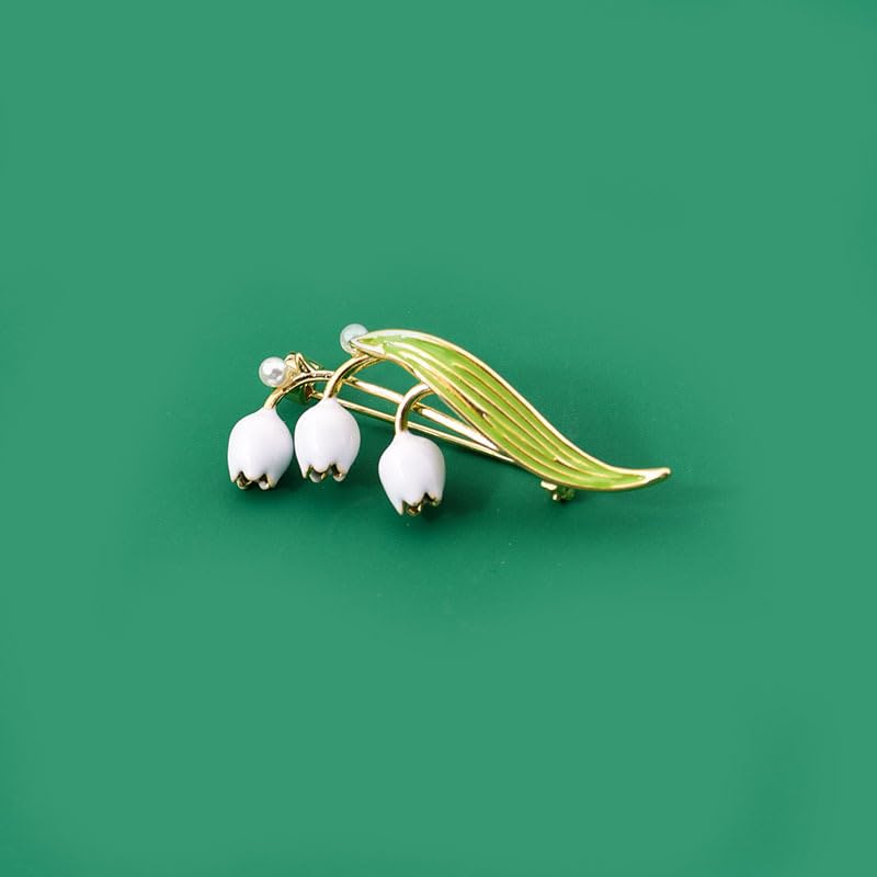 Flower Brooch for Women Rhinestone Pearl Zirconia Flower Lapel Pin Birthday Holiday Gift for Mother Wife Girlfriend - color: 08 Lily of the Valley-1