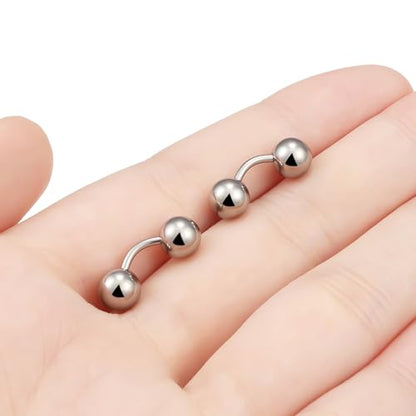 G23 Titanium 16G 14G 12G Big Piercing Balls PA Rings Piercing Jewelry Hypoallergenic Externally Threaded Curved Barbell VCH Piercing Jewelry Women Men 6mm 8mm 10mm Balls - style: 16G Titanium-6mm bars-6mm balls