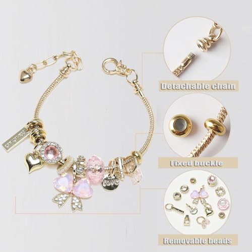 DS Charm Bracelets for teen girls exquisite cute cartoon friendship bracelet Gold Stainless Steel Bangle birthday Gift box Adjustable little girls kids jewelry holiday gifts - style: GOLD-5