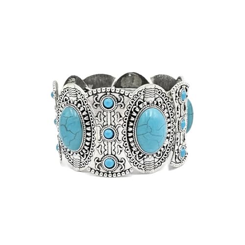 Turquoise Beaded Stretch Bracelets Bohemian Stackable Bracelets Y2K Summer Beach Bracelets Jewelry for Women - color: Silve-B