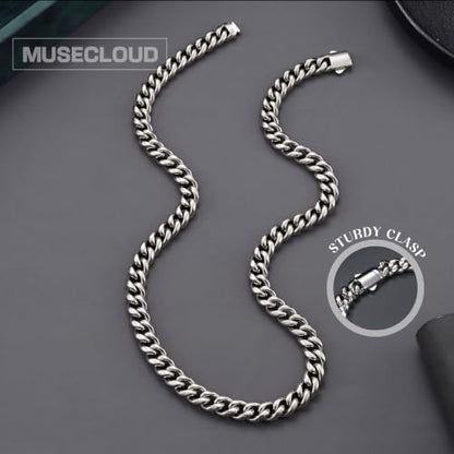 Gold Cuban Link Chain for Men Mens Stainless Steel Miami Curb Chains Necklace 5/8/10/12/14mm Thick Real Gold/Silver/Black Plated Diamond Cut Non-Tarnish Jewelry Trendy Gifts 16-30 Inch with Gift Box - color: 10mm Width - Stainless Steel, size: 18 in (46 c