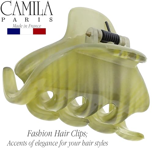 Camila Paris CP3196 French Small Hair Clips for Women, 1.75" Small Claw Clip Fashion Styling Mini Hair Clip Accessories for Women, Strong Hold No Slip Grip Cute Claw Clips, Made in France - color: Gray & Green 1.75"