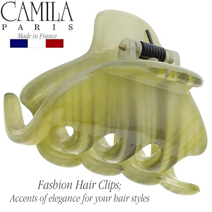 Camila Paris CP3196 French Small Hair Clips for Women, 1.75" Small Claw Clip Fashion Styling Mini Hair Clip Accessories for Women, Strong Hold No Slip Grip Cute Claw Clips, Made in France - color: Gray & Green 1.75"