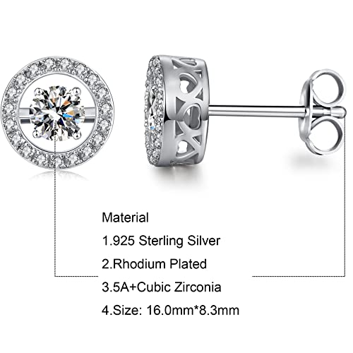 925 Sterling Silver Bezel Stud Earrings for Women Hypoallergenic Cubic Zirconia Stud Earrings for Unisex - style: 2-Halo Studs