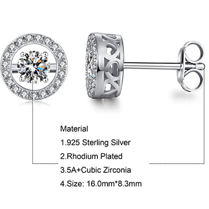925 Sterling Silver Bezel Stud Earrings for Women Hypoallergenic Cubic Zirconia Stud Earrings for Unisex - style: 2-Halo Studs