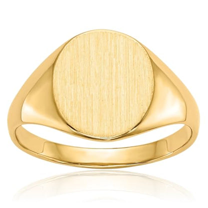 IceCarats 14K Solid Yellow Gold Oval Signet Ring