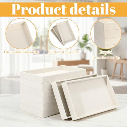 12 Pcs Small Stackable Velvet Jewelry Trays, Velvet Jewelry Trays for Drawers, Jewelry Tray Stackable Organizer Inserts for Necklace Earring Ring Bracelet (Beige, 8.3 x 5 x 0.9 Inches)