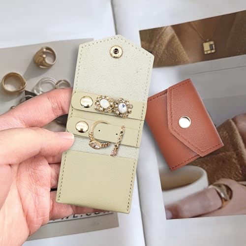 Mini Travel Jewelry Roll Bag with Buckle, Foldable Multifunctional Mini Travel Jewelry Case, Small Jewelry Bags Storing Rings, Necklaces, Earrings (Apricot) - color: Apricot