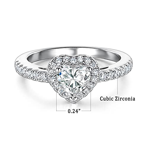 MDFUN Luxurious 18k Gold Plated Cubic Zirconia Wedding Engagement Rings Eternity Bridal Band Halo Rings - color: B-white gold plated