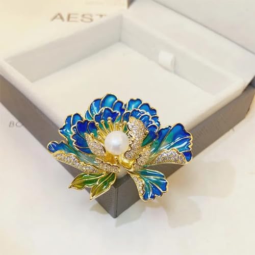 SYWDUDUCLT Fashion Elegant Brooches for Women Brooch, Suitable For Party And Daily Wear On Many Occasions - style: Peony-Blue