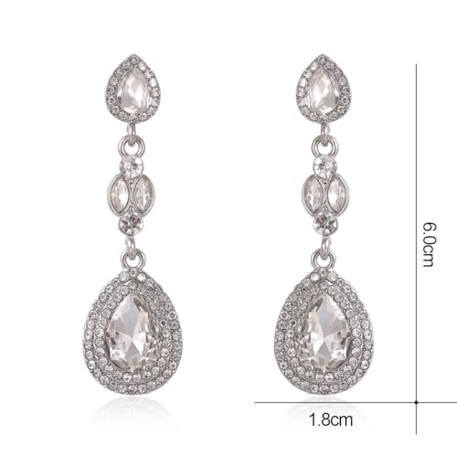 Elegant Crystal Rhinestone Teardrop Chandelier Wedding Bridal Dangle Drop Earrings - style: Style01