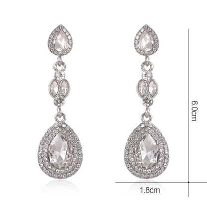 Elegant Crystal Rhinestone Teardrop Chandelier Wedding Bridal Dangle Drop Earrings - style: Style01