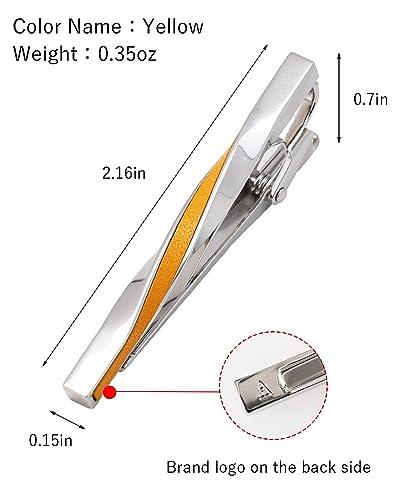 [TAVARAT] Tie Clip Tie Clips for Men Genuine Leather Silver Tie Bar Tie Pin Tps-078 - style: yellow