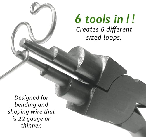 The Beadsmith Wire Looping Pliers | Create 6 Sizes (Ranging 2-9mm) of Loops & Jump Rings, 5.5" long (140mm), Polished Steel Head & PVC Comfort Handle - size: 2-9mm Wire Looping Pliers