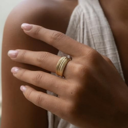Made by Nami Stainless Steel Gold Adjustable Rings for Women Stackable Chunky Gold Rings for Women - color: Boho