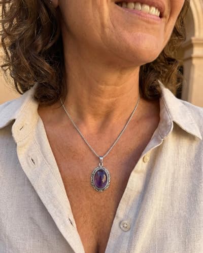 Vintage Natural Stone Pendant Necklace with Stainless Steel Chain, Rainbow Jade & Black Onyx Necklace, Gothic Boho Gemstone Jewelry for Women Men