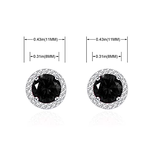 YOQUCOL Bright 8MM,10MM Cubic Zirconia Crystal Stud Earrings Round Pierced Earrings For Women - color: 8MM-Black
