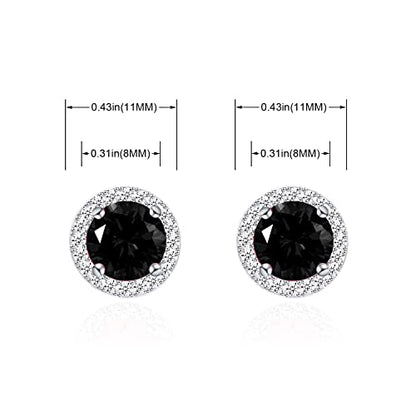 YOQUCOL Bright 8MM,10MM Cubic Zirconia Crystal Stud Earrings Round Pierced Earrings For Women - color: 8MM-Black