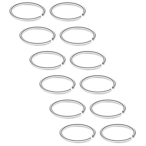 SCERRING 22G Stainless Steel Fake Nose Septum Hoop Rings Lip Helix Cartilage Tragus Ear Ring Piercing 6-10mm - style: 12PCS - 6mm Silver