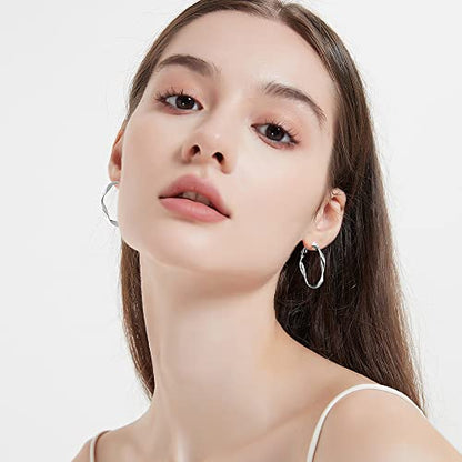 Rose/White/18k Gold Plated Hoop Earrings Lightweight Hoop Earrings For Women Loop Earrings 1in 2in - color: White Gold, size: 30mm