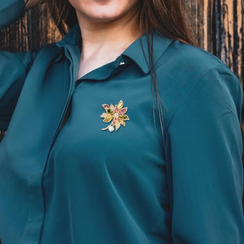 Brooches for Women, Shiny Cubic Zirconia Brooch Pins for Women Fashion Brooch Pin Broach Jewelry Gift - color: Luxury Flower