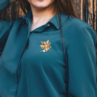 Brooches for Women, Shiny Cubic Zirconia Brooch Pins for Women Fashion Brooch Pin Broach Jewelry Gift - color: Luxury Flower