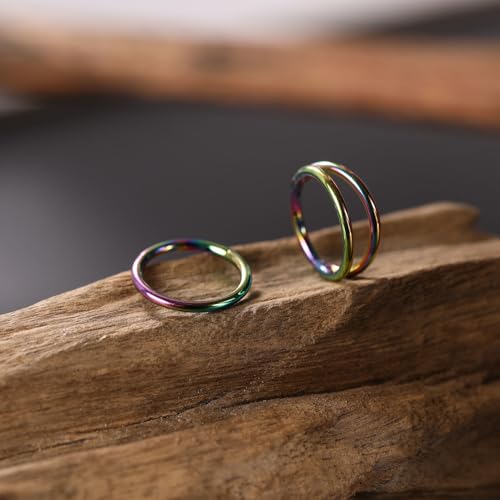 GAGABODY 2 Pcs Nose Rings 22G 20G 18G 16G 14G 12G 10G 8G Surgical Steel Piercing Rings for Nose Septum Cartilage Helix Tragus Conch Rook Daith Lobe from 5mm to 16mm Seamless Hoop Unisex Hinged Earrings - color: Rainbow-Single&Double Hoop