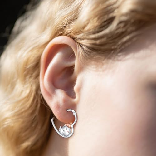 LES OSEWA Dog Animal Earrings Sterling Silver Animal Heart Hoop Dangle Earrings Cute Jewelry Gifts for Women - color: Chicken